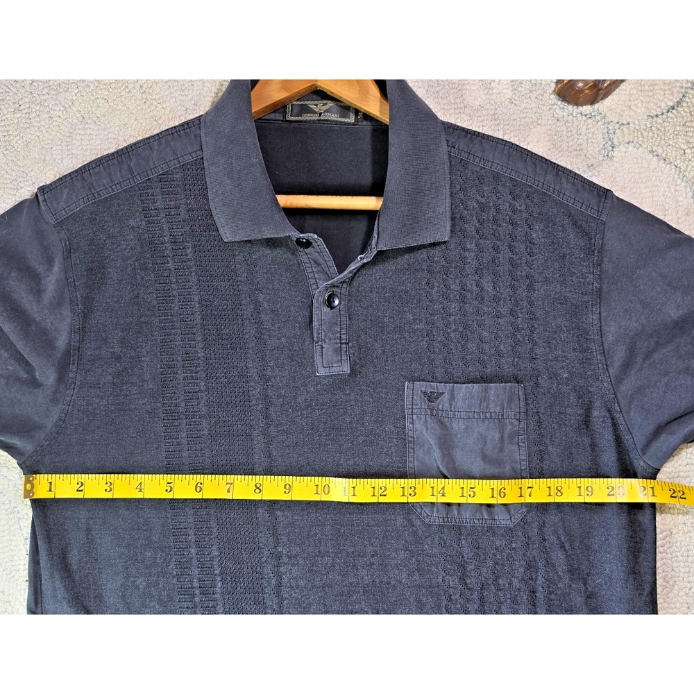VTG Giorgio Armani Size EU54 Mens M 100% Cotton Dark Gray Textured Polo Shirt - Picture 8 of 11